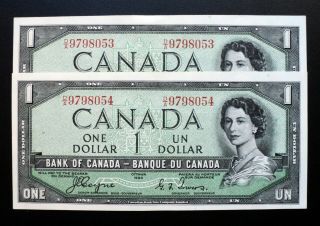 1954 Bank Of Canada $1 Coyne & Towers Set Of Consecutive Devil 