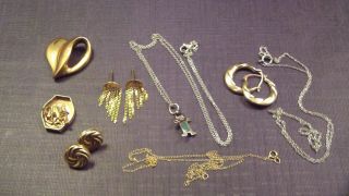 14k Gold Scrap Or Wear,  11 Grams Chains,  Heart Pendant,  Earrings,  Watch Case
