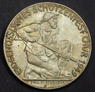 1949,  Switzerland (confederation).  Silver " Graubunden - Chur " Shooting Medal.  Unc