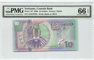 Suriname 2000 P - 147 Pmg Gem Unc 66 Epq 10 Gulden