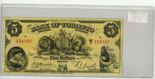 Canada 1935 The Bank Of Toronto $5 - F - Henwood/gooderham