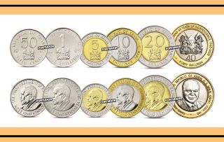 Kenya Set Of 6 Coins 2010 (0.  5,  1,  5,  10,  20,  40 Shillings) Unc