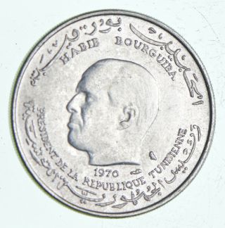 Silver - World Coin - 1970 Tunisia 1 Dinar - 18g - World Silver Coin 700