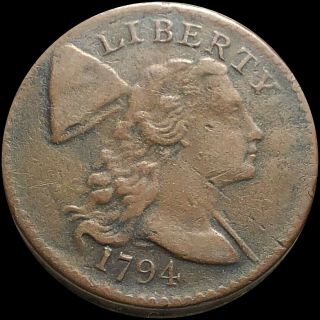 1794 Liberty Cap Bust Large Cent Nicely Circulated Gorgeous Copper Coin No Res