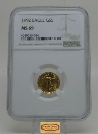 1992 Gold Eagle $5,  Ngc Ms69 1/10 Oz Gold,  Early Date - B16523