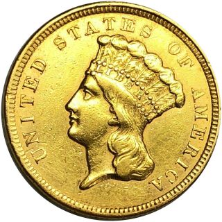 1854 Three Dollar $3 Eagle Piece Ms Bu 90 Gold Uncommon Type Coin