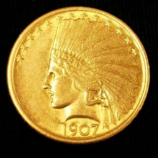 1907 Us Indian Head Gold Eagle $10 Ten Dollar Collector Coin 4ihg0709