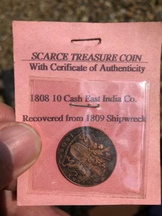 1808 Admiral Gardener Shipwreck Coin East India British Company $10 Cash