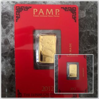 Rare Pamp Suisse 2012 Year Of The Dragon 5 Gram 24k Gold In Assay