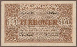 1944 Denmark 10 Kroner Note