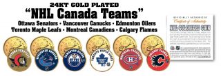 All Nhl Canada Hockey Teams Canadian Quarter 6 - Coin Set 24k Gold Plated Licensed