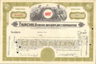 Fairchild Engine And Airplane Corporation 1956 Aircraft Stock Certificate