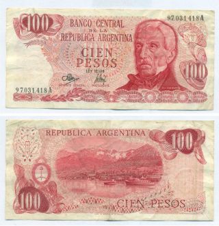 Argentina Note 100 Pesos (1973) Mancini - Emparanza 2389 Prefix A P 291 Vf