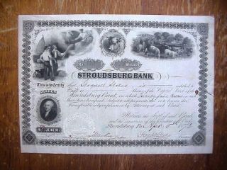 Stroudsburg Bank Canceled Stock Certificate 1873