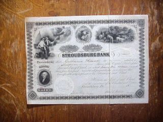 Stroudsburg Bank Canceled Stock Certificate 1868