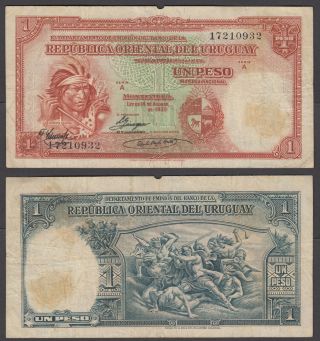 Uruguay 1 Peso 1935 (f) Banknote P - 28 Series A