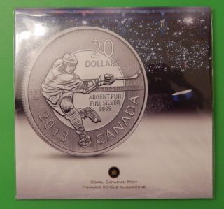 2013 Canada $20 Fine Silver Hockey Coin Graded As Specimen In Capsule