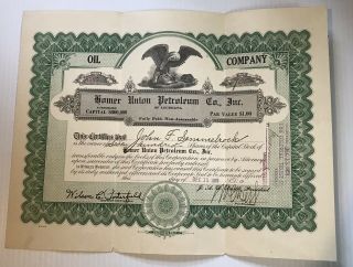 1919 Homer Union Petroleum Company Of Louisiana 700 Shares Stock Certificate