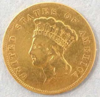 1856 S San Francisco Scarce Indian Princess Head $3 United States Gold Coin 2
