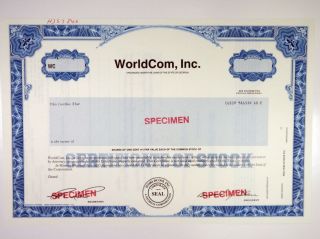Ga.  Worldcom,  Inc.  1980s Specimen Stock Certificate,  Xf Ebbers Scam Stock