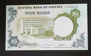 Bank Of Nigeria,  5 Naira 1973 1978,  Unc