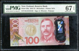 Zealand 100 Dollars 2015 - 16 P 195 Polymer Gem Unc Pmg 67 Epq