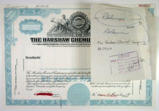Oh.  Harshaw Chemical Co. ,  1965 Specimen Cert & Order Form - Helped Create A - Bomb