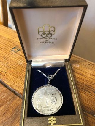 1976 Montreal Olympic Silver 5 Dollar Coin In Necklace With Box