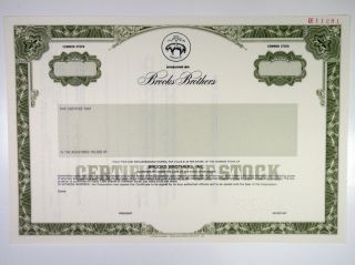 Brooks Brothers,  Inc. ,  1998 Specimen Stock Certificate,  Xf