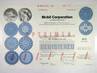 Mobil Corp. ,  1976 $100 Registered 8 1/2 Specimen Bond,  Xf Abnc