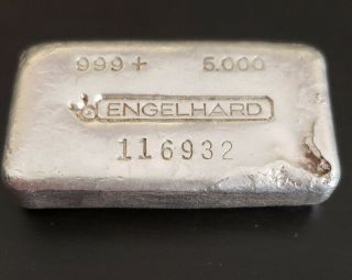 5 Oz Engelhard.  999 Fine Poured Silver Bar 3rd Series 5k Mintage 6 Digit Serial