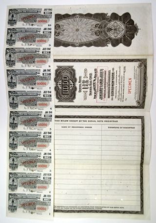 NJ.  Standard Oil Co. ,  1938 $1,  000 Specimen 1 3/4 Coupon Bond,  XF ABNC 2