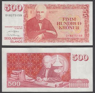 Iceland 500 Kronur L.  2001 (vf - Xf) Banknote P - 58