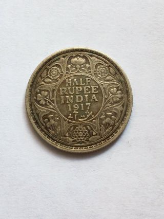 British India 1/2 Rupees 1917