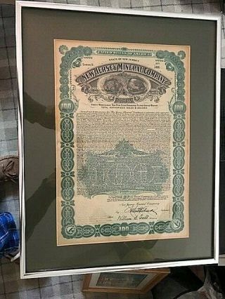 Antique Bond Certificate Jersey Mineral Co 1905