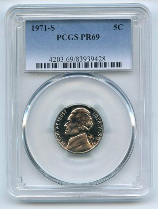 1971 S 5c Jefferson Nickel Pcgs Pr69