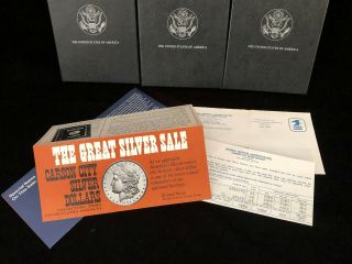 3 Pc 1882 1883 1884 CC Carson City Morgan Silver One Dollar $1 Coins GSA Hoard 2