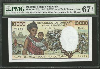 Djibouti,  10000 Francs (1984) Pmg 67 Unc