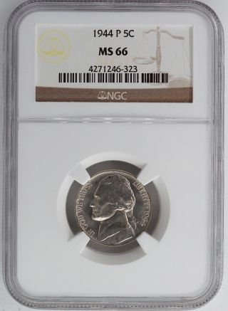 1944 - P Silver Wartime Jefferson Nickel Ngc Ms66