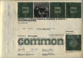 Merrill Lynch Pierce Fenner & Smith Stock Certificate Bank Of America