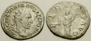 025.  Roman Silver Coin.  Trajan Decius.  Ar Antoninianus.  Rome.  Uberitas.  Vf