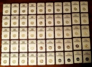 Complete Set Of Silver Proof Ultra Cameo 1999 - 2008 50 State Quarters Ngc Coins