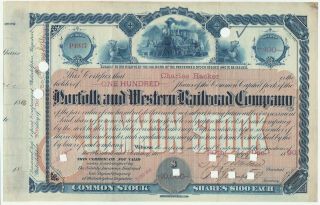 1890 Norfolk & Western Railroad Company Stock Certificate