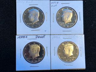 1979 - S,  1987 - S,  1988 - S And 1990 - S Proof Kennedy Half Dollars (4)