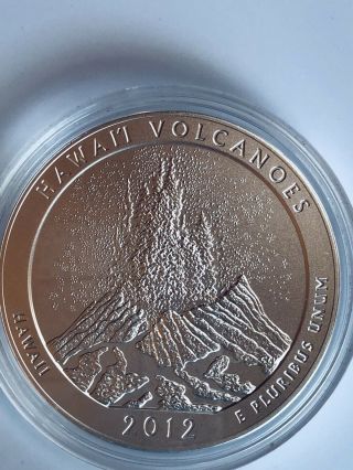 2012 P Hawaii Volcanoes America The 5 Oz Silver Coin,  Box,  Sleeve