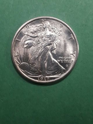 1917 - D Obv Walking Liberty Half Dollar Au,  Ms Cond Brilliant,  Strong Detail,