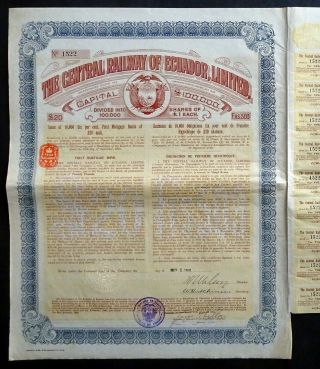 1910 The Central Railway Of Ecuador - First Mortgage Bond