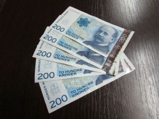 Norway 5 X 200 Kronen Xf,  Aunc