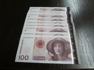 Norway 10 X 100 Kronen Aunc/unc