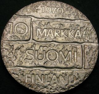 Finland 10 Markkaa 1970 - Silver - President Paasikivi - Aunc - 2026 ¤